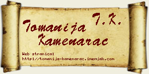 Tomanija Kamenarac vizit kartica